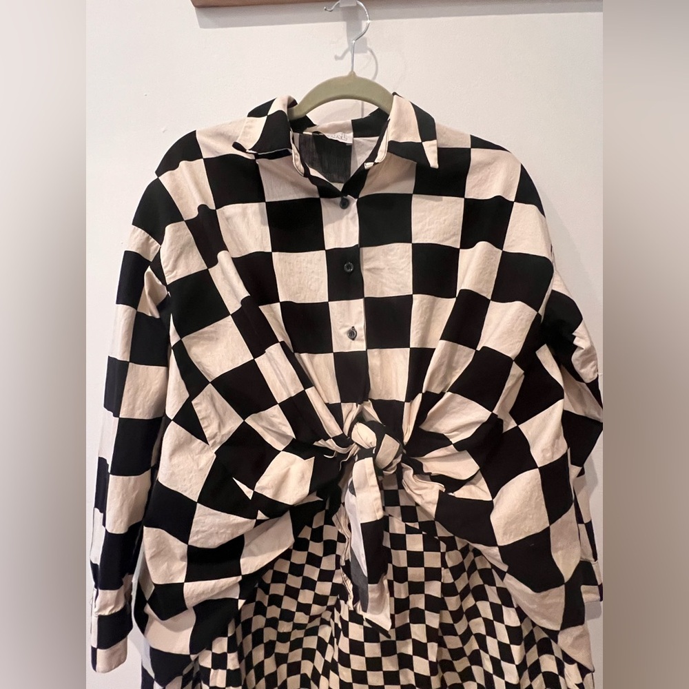 AQRL Checkered button down shirt and skirt - Picture 2 of 8